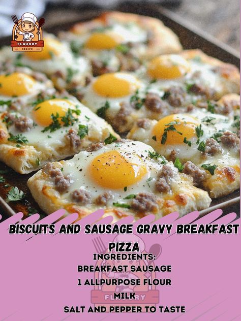 🍳🍕 Craving a unique breakfast twist? Try our Biscuits and Sausage Gravy Breakfast Pizza! 🥓🧀🌿 Biscuits and Sausage Gravy Breakfast Pizza Ingredients: - 1 lb breakfast sausage - 1/4 cup all-purpose flour - 2 cups milk - Salt and pepper to taste - 1 can refrigerated biscuits - 1 cup shredded cheddar cheese - 4 eggs - Chopped fresh parsley for garnish Instructions: 1. Preheat oven to 375°F. Cook sausage in a skillet until browned. Sprinkle flour over sausage, stir, then slowly add milk. Cook u... Sausage Gravy Breakfast Pizza, Sausage Gravy Breakfast, Pizza Biscuits, Gravy Breakfast, Biscuits And Sausage Gravy, Biscuits And Sausage, Unique Breakfast, Shredded Cheddar Cheese, Unique Breakfasts