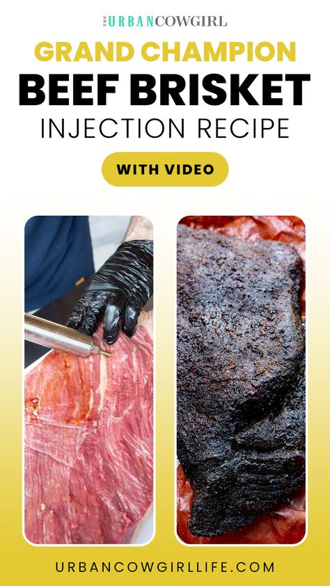 Learn the art of creating mouthwatering briskets! Brisket injection is vital for flavoring the thick meat inside. Create a flavorful liquid using various ingredients like beef broth, Worcestershire sauce, spices, and more. Heating the injection enhances flavors. Try it for competition BBQ or experiment at home. Chill the liquid before injecting, and choose when to inject: before or after trimming. Inject along the grain, ensuring enough fluid inside. Enjoy a juicy, perfectly seasoned brisket! Beef Brisket Injection Recipe, Brisket Injection Recipe, Brisket Injection, Competition Bbq, Thanksgiving Dinner Sides, Home Chill, Texas Recipes, Easy Thanksgiving Dinner, Best Thanksgiving Side Dishes