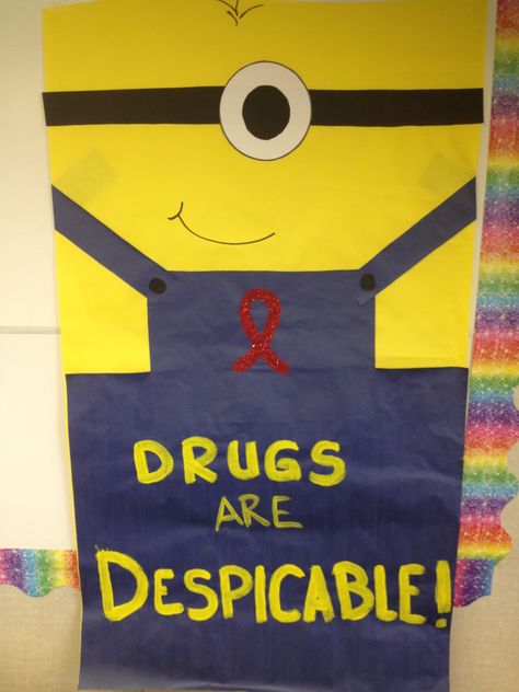 Red Ribbon Week Poster Red Ribbon Week Poster Ideas, Red Ribbon Week Door, Rally Idea, Cheer Posters, Free Posters, Red Ribbon Week, Holiday Club, Health Activities, Classroom Storage