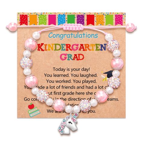 Kindergarten Graduation Gifts, Graduation Gifts For Girls, Kindergarten Graduation Gift, Graduate Gifts, Graduation Bracelet, Best Graduation Gifts, Unicorn Bracelet, Pre K Graduation, Kindergarten Graduation