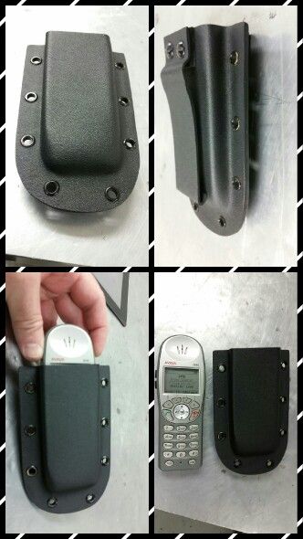 Phone holster for my work phone. Hopefully to sell a bunch to my company. Kydex Projects, Kydex, Phone Holster, To Sell, Things To Sell, Electronic Products, Leather