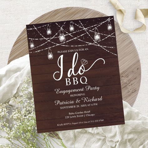 Budget Engagement Party, Engagement Party Budget, Engagement Bbq, Chic Engagement Party, Rustic Engagement Party, Engagement Party Rustic, Retro Wedding Invitations, I Do Bbq, Engagement Invitations