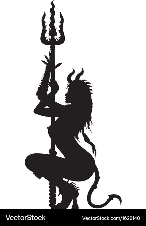 Devil Woman, Silhouette Illustration, White Tattoo, Abstract Vector, Woman Silhouette, Single Image, Adobe Illustrator, Dancing, Vector Images