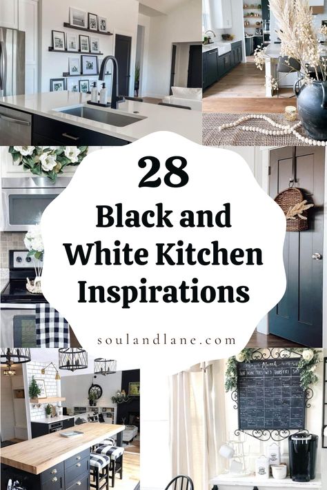 Embrace the bold elegance of a black and white kitchen, a design choice that brings a stunning level of contrast and sophistication to your home. Find out how to master this aesthetic by playing with different shades and finishes, from matte black cabinets to glossy white tiles, creating depth and interest. See how lighting fixtures and metallic accents can introduce warmth and texture into the space, breaking up the monochrome palette without losing the cohesive look. Get inspired by innovative Black White And Marble Kitchen, Black And White Cottage Decor, White Kitchens With Black Accents, White Kitchen Black Sink, White Kitchen Black Accents, Black White Kitchen Ideas, Black Lower Cabinets White Upper, White Kitchen With Black Accents, White Kitchen Aesthetic