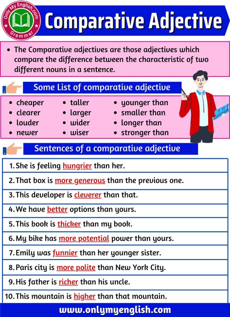 Comparative Adjectives: Definition, Examples, & List Comparative Adjectives Grammar, Irregular Adjectives, Noun Examples, Comparative Adjective, Comparative Adjectives Worksheet, Comparative And Superlative Adjectives, Adjectives Lesson, Adjectives Grammar, Spelling Word Activities