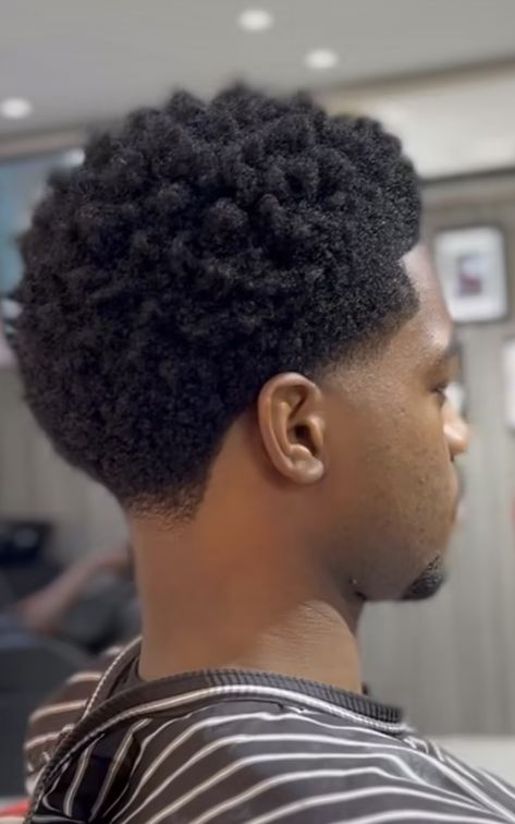 Tapper Fade Boys Haircut Curly, Afro With Taper Fade, Curly Afro Taper Fade, Boys Haircut Curly, Mid Afro Taper, Black Man Haircut Curly Afro, Afro Shape Up Men, Tapper Fade, Front Taper