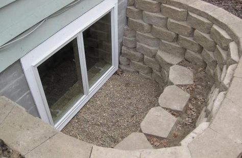 Egress Window Landscaping, Unfinished Basement Bedroom, Egress Window Well, Basement Window Well, Low Ceiling Basement, Basement Waterproofing, Egress Window, Window Well, Basement Windows