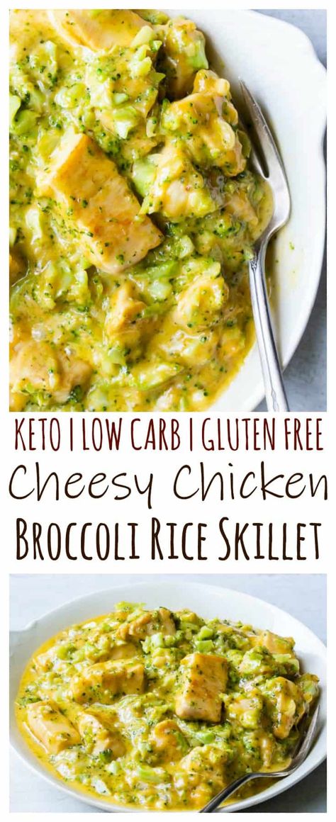 Easy Meal Prep Ideas Low Carb, Gluten Free Chicken And Broccoli Recipes, Riced Broccoli Recipes Keto, Recipes With Riced Broccoli, Gluten Free Chicken Broccoli And Rice, Low Carb One Pan Meals, One Pan Keto Meals, Chicken Broccoli Rice Skillet, Riced Broccoli Recipes