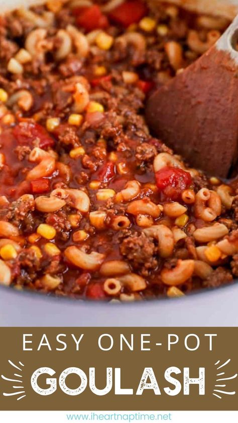 Instapot Goulash Recipe, Easy Goulash Recipes Slow Cooker, Easy One Pot Goulash, Crop Pot Recipes Easy, Homemade Goulash Recipe, What To Do With Ground Beef Easy, One Pot Goulash Recipes, Goulash Recipes One Pot, Goulash Recipes Easy Ground Beef Crockpot