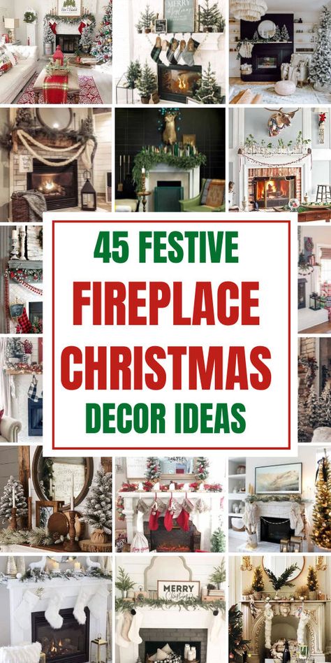 Transform your hearth with Christmas Fireplace Decor Ideas! 🎄✨ Drape lush garlands, hang festive stockings, and add twinkling lights for a warm holiday glow. Finish with candles or a statement wreath for a magical focal point! 🌟🔥 #ChristmasFireplace #CozyDecor #HolidayCharm Christmas Fireplace Decor Ideas, Fireplace Decor Ideas, Fireplace Garland, Christmas Fireplace Decor, Twinkling Lights, 50 Christmas, Fireplace Ideas, Christmas Fireplace, Cozy Decor