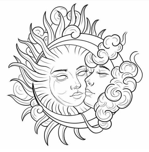 Digital Lineart, Lineart Coloring, Simple Heart Tattoos, Moon Character, Tattoo Outline Drawing, Sun And Moon Drawings, Tattoo Lettering Fonts, Tattoo Stencil Outline, Moon Drawing