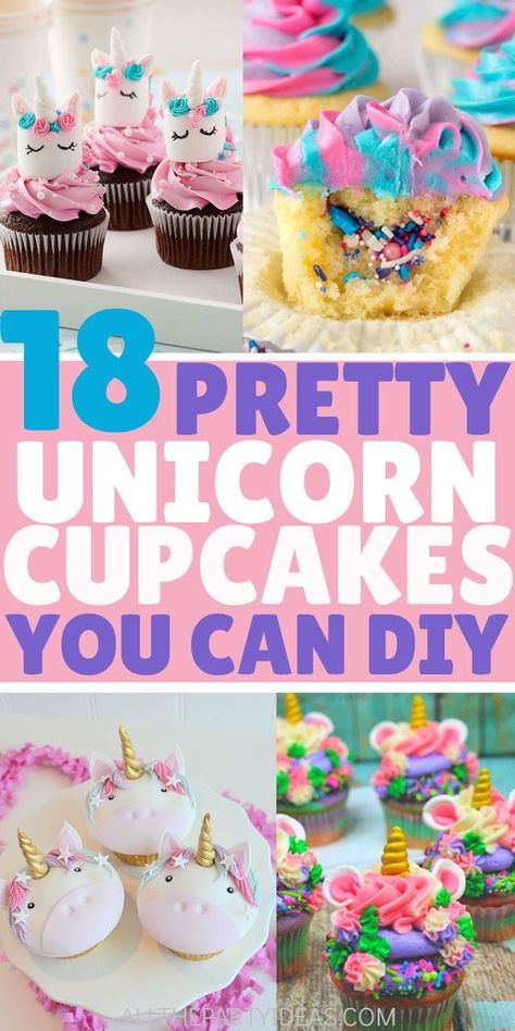 Unicorn Rainbow Cupcakes, Unicorn Cupcakes Ideas, Mermaid Harry Potter, Unicorn Birthday Cupcakes, Unicorn Cake And Cupcakes, Unicorn Baking, Diy Unicorn Cake, Diy Ice Cream Cake, Homemade Buttercream