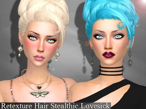 Genius666's Genius Retexture Hair Stealthic Lovesick.Need Mesh Female Hairstyles, Sims Hair, Sims Resource, The Sims 4, The Sims, Sims 4, Womens Hairstyles, Halloween Face Makeup, Hair Color