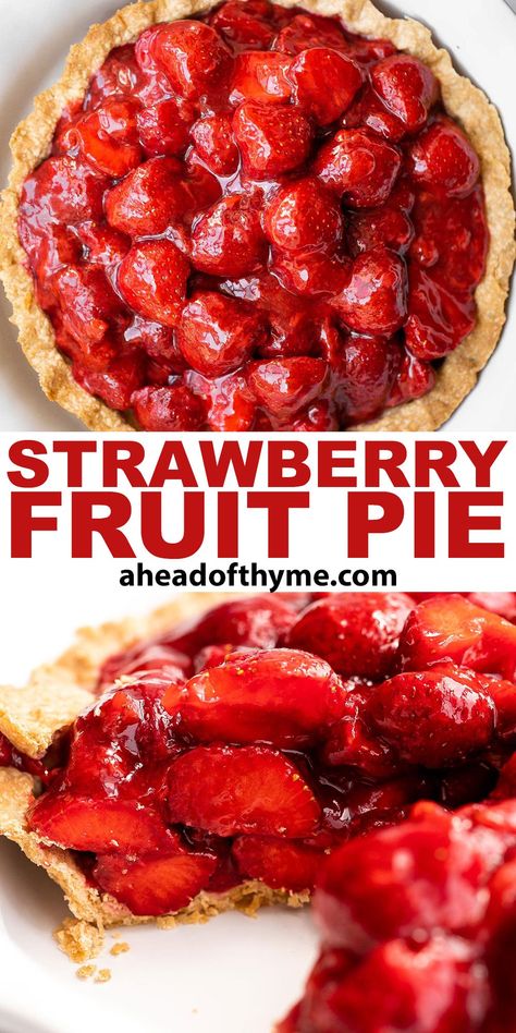 Pie With Shortbread Crust, Homemade Strawberry Glaze, Easy Shortbread Crust, Baked Strawberry Pie, Easy Strawberry Pie, Fruit Desserts Easy, Strawberry Pie Recipe, Buttery Pie Crust, Summer Pie