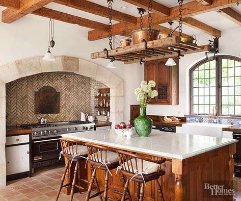 Kitchen With Beam, Italian Villa Kitchen, Tuscan Farmhouse Kitchen, Modern Tuscan Kitchen, Tuscan Kitchens, Tuscany Kitchen, Tuscan Kitchen Design, Tuscan Decorating Kitchen, Mediterranean Kitchen Design