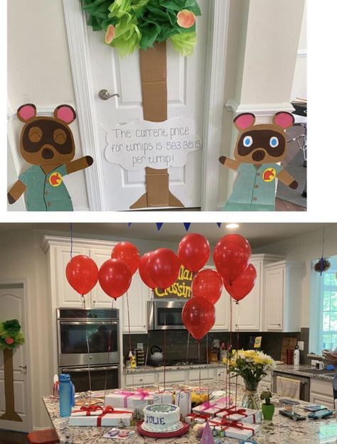 Animal Crossing Birthday Party Decor, Animal Crossing Party Decorations, Animal Crossing Party Ideas, Acnh Birthday, Animal Crossing Birthday Party, Sleepover Birthday Parties, Girl Bday Party, Animal Crossing Memes, Art Birthday Party