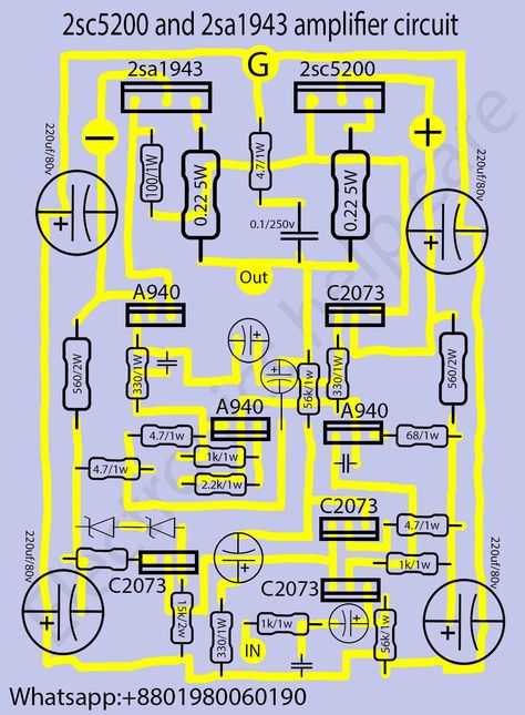 Amplifier Circuit Diagram, Hifi Amplifier, Subwoofer Box Design, Diy Amplifier, Electronic Circuit Design, Speaker Box Design, Speaker Amplifier, Subwoofer Amplifier, Subwoofer Box