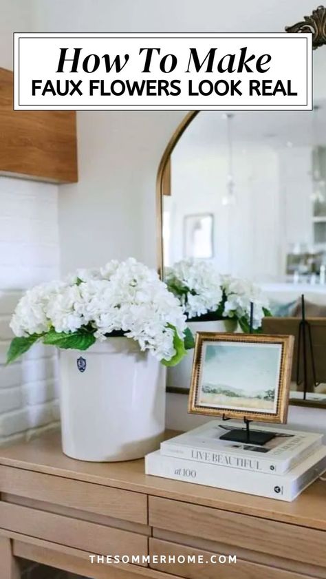 Transform your Home Decor with realistic faux flowers! In this blog post, learn the best techniques to make your Home Accessories and Home Accents look like they came straight from the garden. Perfect for enhancing any room with a touch of nature, without the upkeep. Faux Flowers In Vase, Different Home Decor Styles, Stem Style, Flowers In Vase, Faux Hydrangea, Faux Floral Arrangement, Faux Flower Arrangements, Fresh Flowers Arrangements, Simple Tricks