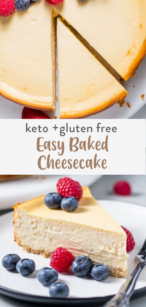 Keto Gluten Free Recipes Desserts, Keto Cheesecake Pie, Keto Baked Cheesecake Recipes, Cheesecake Recipes Low Carb, Gluten Free Keto Cheesecake, Keto And Gluten Free Desserts, Keto Baked Cheesecake, Keri Cheesecake, Keto Cheesecake Dessert