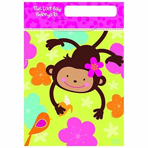 Amscan Monkey Love Folded Loot Bag Party Accessory Monkey Love, Monkey Birthday, Party Goodies, Loot Bags, Kids Party Supplies, Little Monkeys, Get The Party Started, Party City, Party Packs