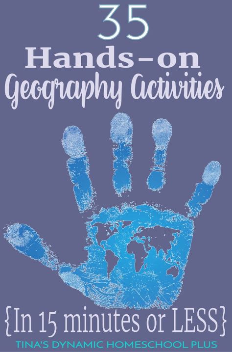 Whether you want to spend minimal time planning geography, you're preparing for a homeschool co-op or just need some quick hands-on geography activities, you'll love this round up of 35 hands-on geography activities to do in 15 minutes or less. Click here 1st Grade Geography Activities, Themes Of Geography Activities, Fun Geography Lessons, Pre K Geography Activities, Hands On Geography Activities, Human Geography Activities, Physical Features Geography Activities, Western Hemisphere Geography, Homeschool World Geography