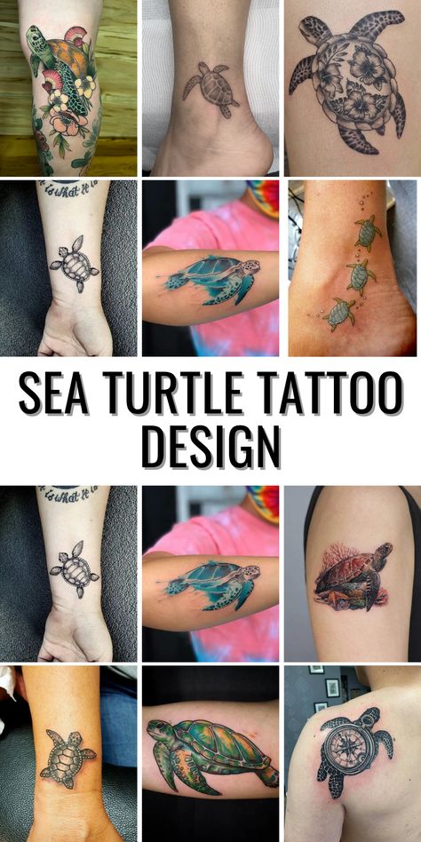 Sea Turtle Tattoo Designs: Simple, Hawaiian, Realistic, and Watercolor Styles for All Sea Turtle Ocean Tattoo, Hawaiian Turtle Tattoos For Women, Green Sea Turtle Tattoo, Small Turtle Tattoos For Women, Watercolor Turtle Tattoo, Sea Turtle Tattoo For Women, Simple Sea Turtle Tattoo, Turtle Tattoos For Women, Sea Turtle Watercolor Tattoo