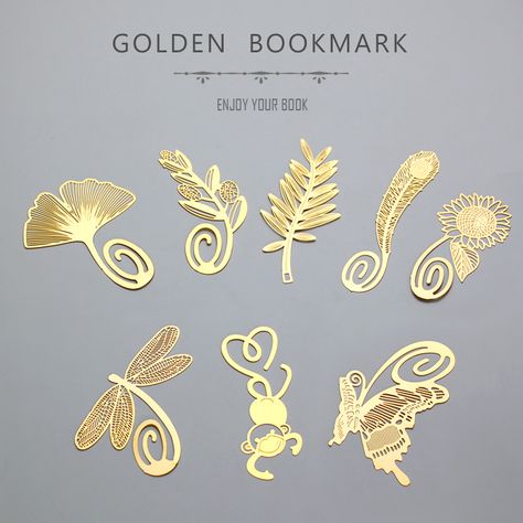 8 pcs/Lot Golden feather bookmarks Metal book mark for reading Stationery office School supplies marcadores de livro A6409 Cute Cartoon Art, Golden Feather, Feather Bookmark, Jewelry Product Shots, Bookmarks For Books, Paper Bookmarks, Rope Crafts Diy, Book Marks, Basic Jewelry