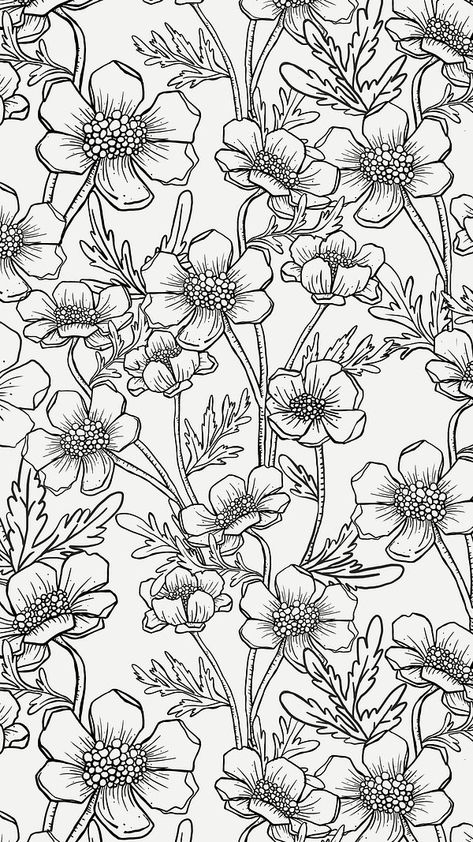 Sunflower iPhone wallpaper, aesthetic spring | Free Vector Illustration - rawpixel Floral Patterns Black And White, Journal Background Printable Aesthetic Black And White, Line Art Background Design, Black And White Aesthetic Pattern, Black And White Images Free Printable, Black N White Drawings, Black And White Flower Background, Black And White Aesthetic Background, Black And White Flower Wallpaper