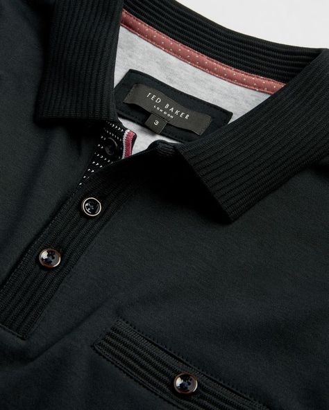 Polo Shirt Outfit Men, Ted Baker Menswear, Men Nightwear, Menswear Details, Polo Shirt Outfits, Smart Casual Wardrobe, Polo Shirt Design, Shirt Design Inspiration, Black Polo Shirt