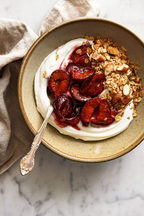 Leftover Broccoli, Plum Compote, Nut Free Desserts, Morgan Brown, Plum Recipes, Broccoli Recipe, Pecorino Cheese, Chickpea Flour, Roasted Broccoli