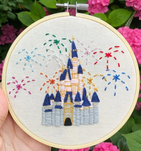 Embroidery Disney, Embroider Ideas, Disney Fireworks, Stitch Embroidery Design, Bachelorette Pad, Clothes Embroidery Diy, Disney Embroidery, Cross Stitch Patterns Flowers, Hand Embroidery Projects