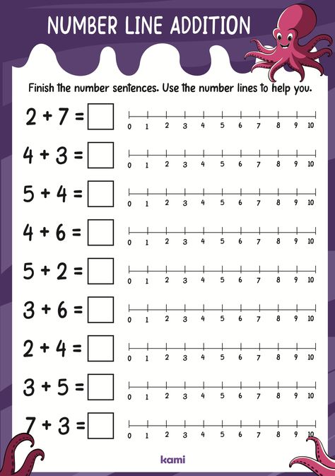 Number Lines Chart | Blank for Teachers | Perfect for grades 1st, 2nd, 3rd, 4th, K | Math Classroom Resources | Kami Library Number Line Addition, Addition Chart, Adding Worksheets, Number Line Activities, Lines Worksheet, Printable Number Line, Class 1 Maths, Elementary Worksheets, Kindergarten Addition Worksheets