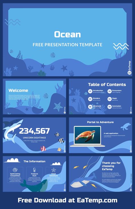 Ocean PowerPoint Presentation Template - Free PowerPoint Templates, Google Slides, Figma Deck And Resume Ocean Presentation Design, Ocean Presentation, Ocean Powerpoint, Canva Presentation, Free Ppt Template, Presentation Slides Design, Powerpoint Tutorial, Illustrator Template, Slides Design