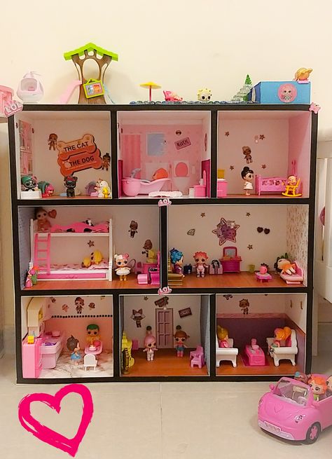 I made it from an old small bookshelf  #diy #lol #lolsurprise #dollhouse #loldollhouse #toys #recycle Diy Lol Doll House Cardboard, Lol House Diy, Diy Lol Doll House, Lol Doll House, Diy Lol Surprise, Bookshelf Diy, Old Bookshelves, Cardboard Dollhouse, Olivia Jade