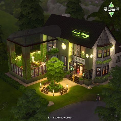 🥑 Green Sprout Restaurant 🥑 [swipe for floorplan] 🛋 Fully furnished 🍀 Functional & playtested 🌾 vegetarian menu & matching staff uniforms ✅ No CC 📐 30x20 It's in the gallery. EA-ID: ABNewcrest 🌿 #TheSims4 #simstagram #sims4build #showusyourbuilds #sims Sims 4 Arts Center, Sims 4 Restaurant Menu Cc, Sims 4 Retail Store Ideas, The Sims 4 Community Lot, Green House Sims 4, Sims 4 Build Ideas Community, The Sims 4 Restaurant Ideas, Restaurant The Sims 4, Sims 4 Restaurant Ideas