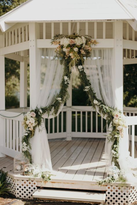 Beautiful Bridal Ceremony Gazebo - Warm Springs Inn & Winery Gazebo Wedding Ceremony, Gazebo Wedding Decorations, Gazebo Decorations, Warm Springs, Gazebo Wedding, Backyard Gazebo, Gold Wedding Decorations, Outdoor Gazebos, Weddings By Color