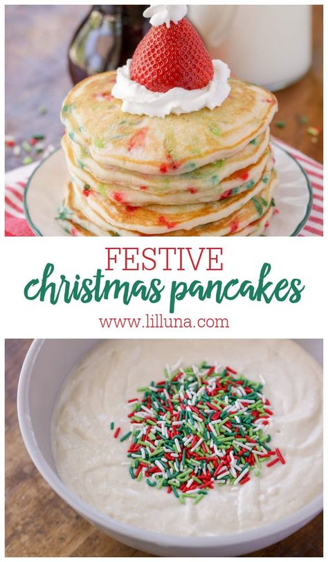 Christmas Pancake Recipe, Kids Christmas Pancakes, Easy Christmas Pancakes, Christmas Morning Kids Breakfast, Christmas Pancake Breakfast, Fun Christmas Morning Breakfast, Christmas Food To Make With Kids, Christmas Morning With Kids, Christmas Breakfast Ideas Pancakes