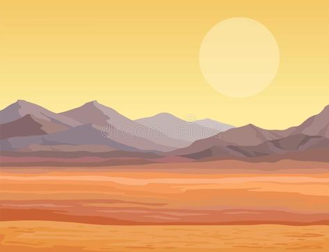 Animation landscape of the desert. The lifeless heated sand, mountains. Vector i , #AFF, #lifeless, #heated, #desert, #Animation, #landscape #ad Desert Vector Illustration, Desert Background Drawing, Desert Scene Illustration, Sand Digital Art, Desert Animation, Anime Desert, Animation Landscape, Desert Vector, Desert Drawing