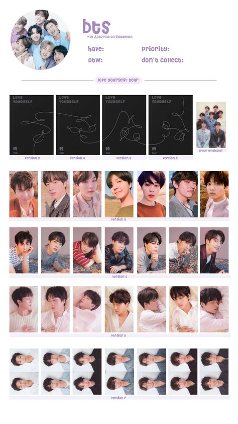 bts :: ot7 ly tear love yourself tear photocard wishlist template :: hd link in bio Love Yourself Photocard Template, Temptation Photocard Template, Bts Album Template, Bts Photocards Template, Bts Pc Template, Bts Photocard Template, Fathers Day Crafts For Toddlers, Little Clay Things, Photocard Wishlist Template