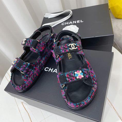 Chanel dad beach sandals tweed Chanel Dad Sandals, Dad Sandals, Beach Sandals, Chanel Shoes, Chanel, Walking, Sandals, Quick Saves