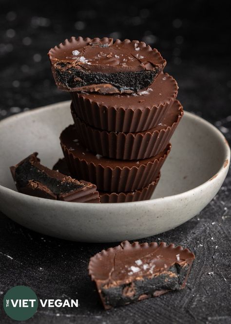 Black Sesame Butter Cups - The Viet Vegan Gluten Free Pastries, Food Polls, Vegan Baked Goods, My Body Is A Temple, British Dishes, Travel Cake, Pickled Carrots, Vegan Baked, Sweet Foods