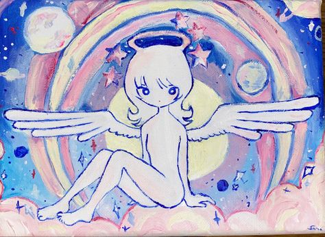 peinture inspirée de si_ku An Angel, Just Love, The Moon, Planets, Love Her, Angel, Moon, Stars, Art