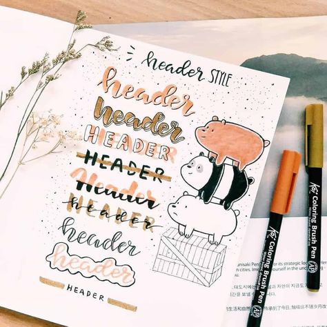 Journal D'inspiration, Bullet Journal Titles, Bullet Journal Headers, Bullet Journal Font, Journal Fonts, Bullet Journal Notes, Bullet Journal Aesthetic, Bullet Journal Writing, Journal Aesthetic