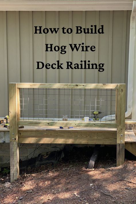 Hog Wire Deck Railing, Deck Railing Diy, Wire Deck Railing, Hog Wire Fence, Deck Rails, Sheep And Goat, Deck Railing Design, Patio Deck Designs, Deck Designs Backyard