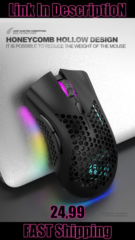 2.4G Wireless RGB Light Honeycomb Gaming Mouse Desktop PC Computers Notebook Laptop Mouse Ebay: https://www.ebay.com/itm/204221565861 Super Fast Shipping ! 📦🚚 Enjoy Your New Gaming Mouse ! Mouse For Laptop, Game Office, Pc Mouse, Wireless Security Cameras, Laptop Mouse, Notebook Computer, Notebook Laptop, Game Room Design, Hollow Design