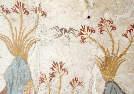 Lilium chalcedonicum, c. 1500 BC, fresco. Flowers In Art, Greek Civilization, Greece Landscape, Minoan Art, Illustrative Art, Klimt Paintings, Greece Athens, Ancient Paintings, Watercolor Fruit