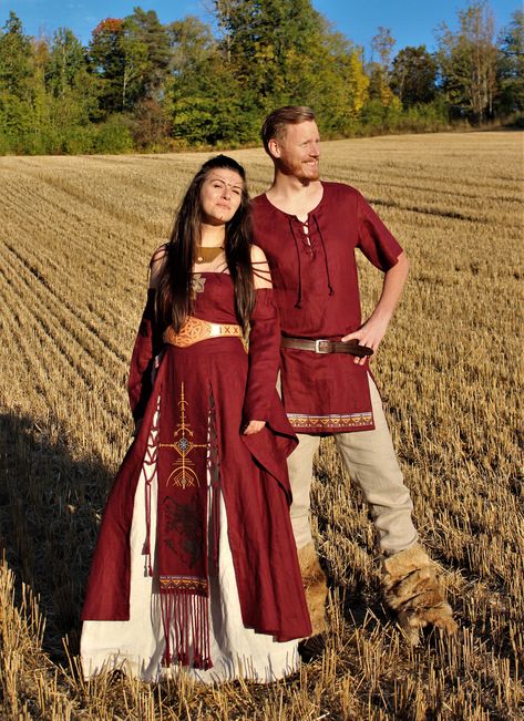 Excited to share the latest addition to my #etsy shop: Matching Festival Clothing, Larp Costume Set, Viking Wedding Costume, Norse Pagan Outfit #wedding #historicalfigure #linen #festivalclothing #fantasyclothing #vikingweddingdress #vikingclothing #pagandress #norsepagan Norse Pagan Clothing, Celtic Festival Outfit, Wedding Dress Viking, Pagan Outfits, Pagan Clothes, Viking Wedding Dress, Nordic Clothing, Viking Outfit, Finnish Clothing