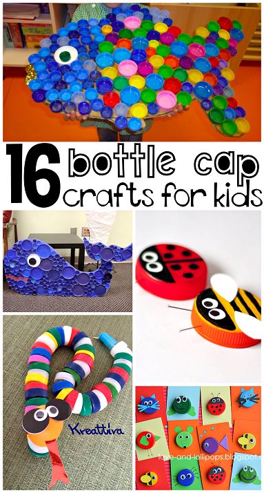 Plastic Bottle Cap, Milk Cap, & Lid Crafts for Kids to Make! | CraftyMorning.com Bottle Cap Crafts For Kids, Plastic Bottle Cap Crafts, Lid Crafts, Ochrana Prírody, Bottle Top Art, Different Crafts, Bottle Top Crafts, Plastic Bottle Caps, Clever Kids