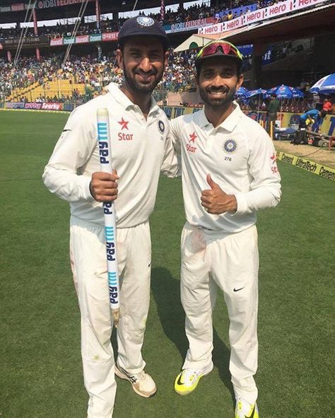 The two unsung heroes of the 2nd Test:  Cheteshwar Pujara & Ajinkya Rahane #INDvAUS For more cricket fun click: http://ift.tt/2gY9BIZ - http://ift.tt/1ZZ3e4d Cheteshwar Pujara, Ajinkya Rahane, Virat Kohli Instagram, Unsung Hero, Virat Kohli, Cricket News, The Two, Two By Two, Baseball Cards