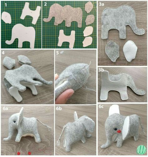 Diy Felt Elephant, Felt Jungle Animals Template, Elephant Toy Pattern Sewing, Free Pattern Felt Animals, How To Sew Felt Animals, Felt Templates Printable Free Pattern Animals, Felt Animals Free Pattern, Diy Felt Stuffed Animals, How To Make Felt Animals